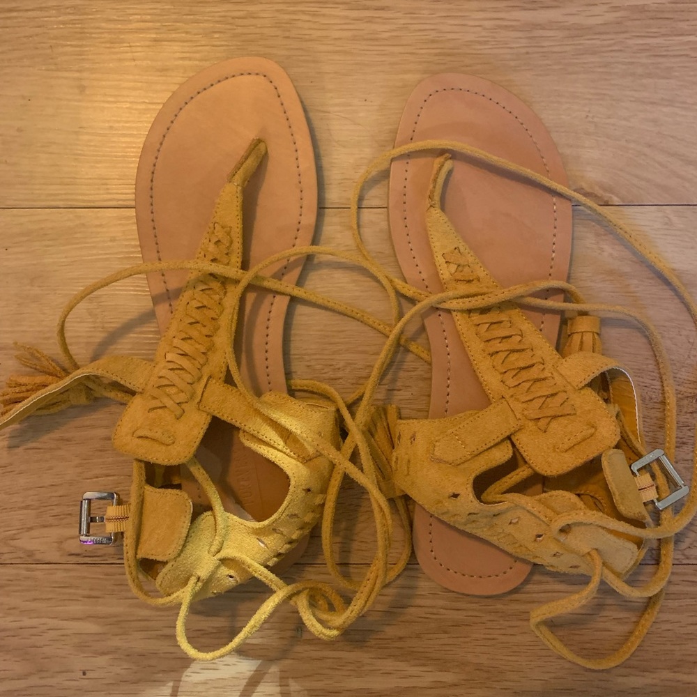 ☀️ Yellow Lace Up Sandals